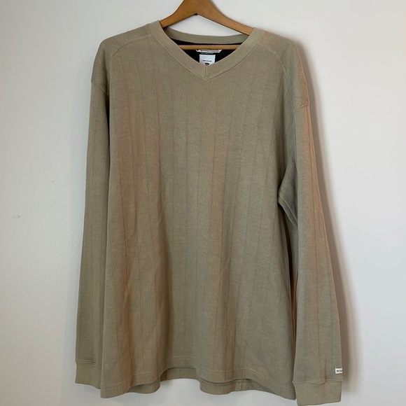 Columbia Sweater Men XL Tan V Neck Stretchy Columbia Tag on L Sleeve - Picture 2 of 12